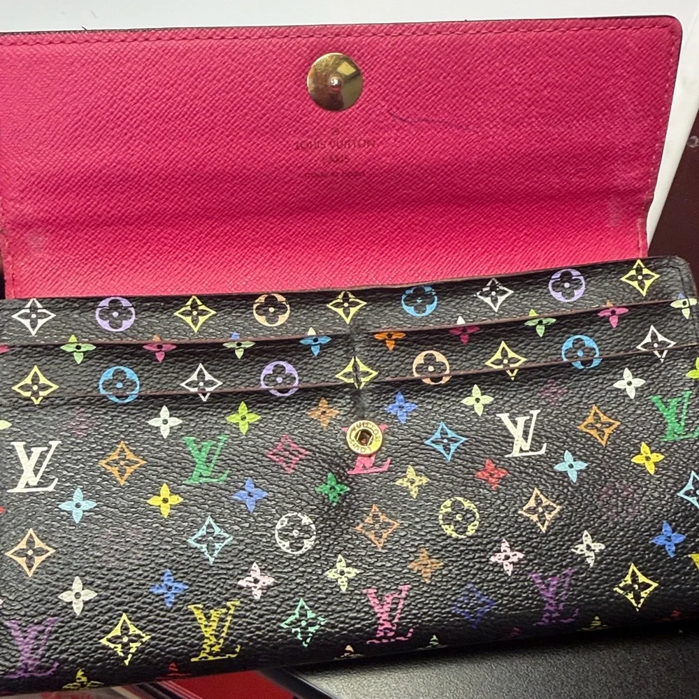 LOUIS VUITTON Monogram Multicolor Sarah Wallet Black Grenade AUTHENTIC CA1132